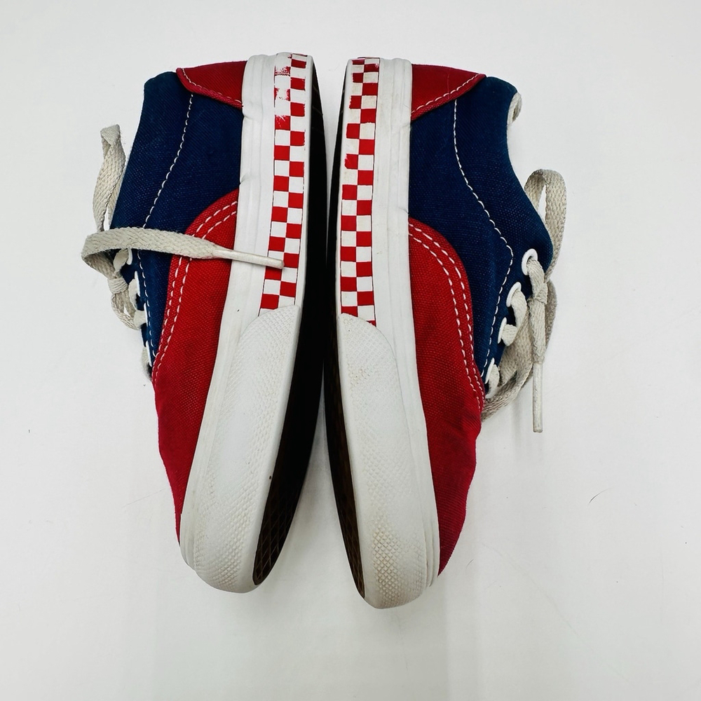 Vans Off The Wall Red Blue Canvas Skateboard Sneakers Toddler Size 8 Lace Ups - Picture 2 of 8